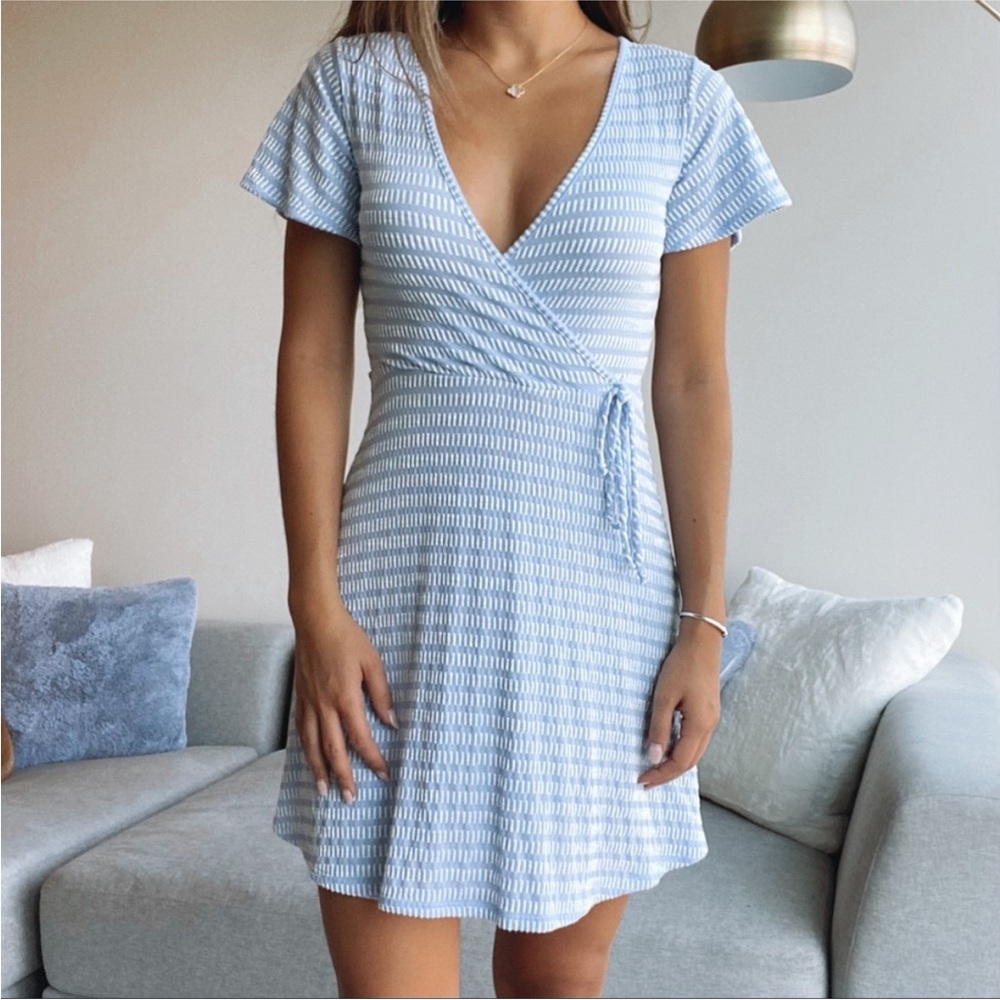 Caution To The Wind Striped Wrap Dress